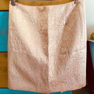 H&M pink rose gold floral brocade pencil skirt